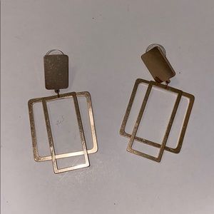 Gold square dimension earrings